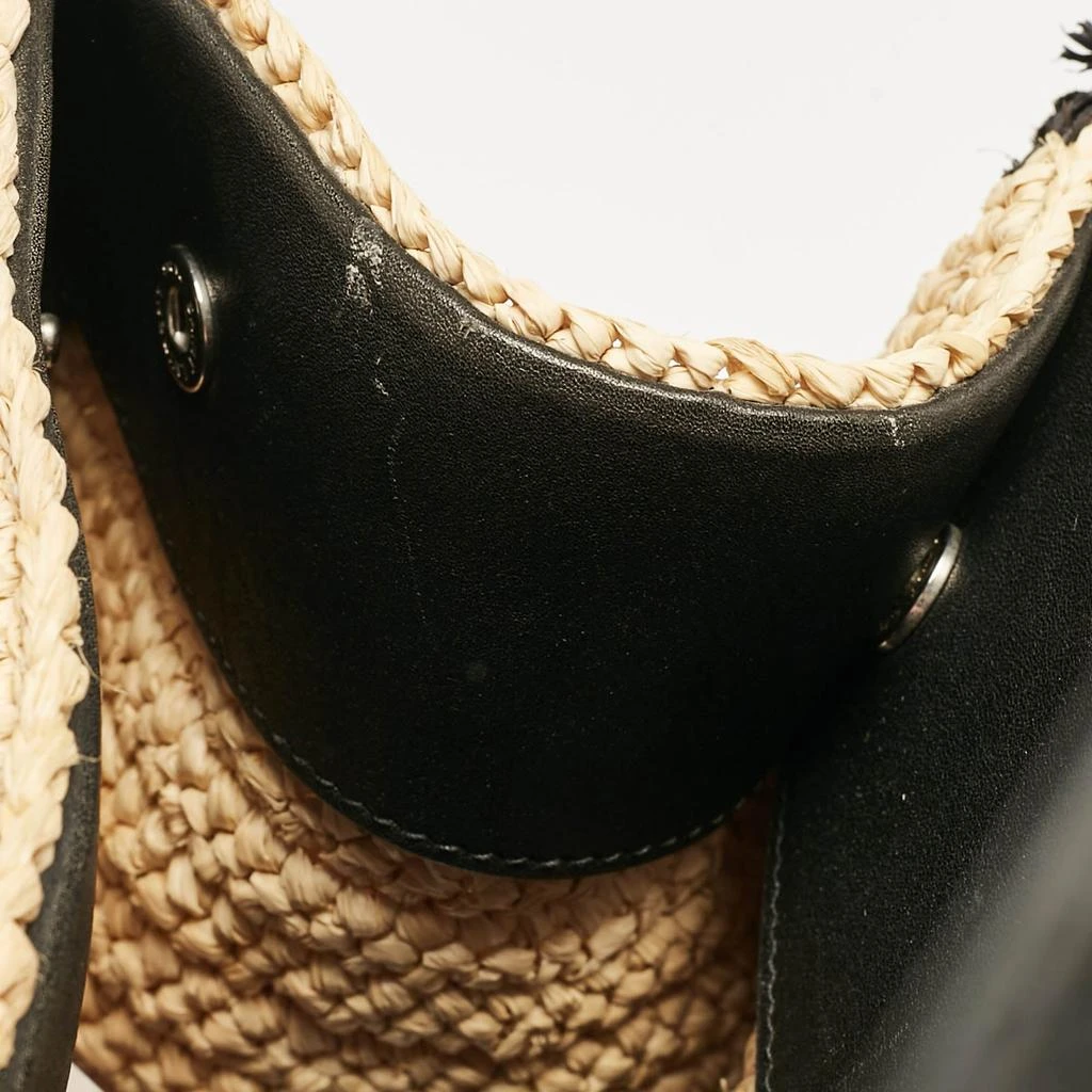 Yves Saint Laurent Black/natural Woven Straw Large Rive Gauche Tote 6
