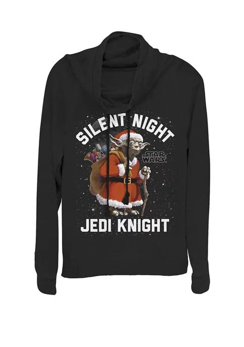 Star Wars Wars Christmas Santa Yoda Silent Night Jedi Knight Cowl Neck Graphic Pullover