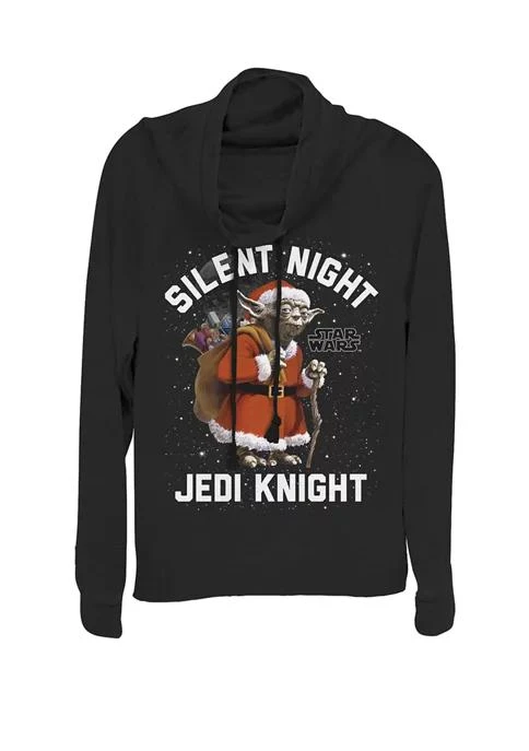 Star Wars Wars Christmas Santa Yoda Silent Night Jedi Knight Cowl Neck Graphic Pullover 1