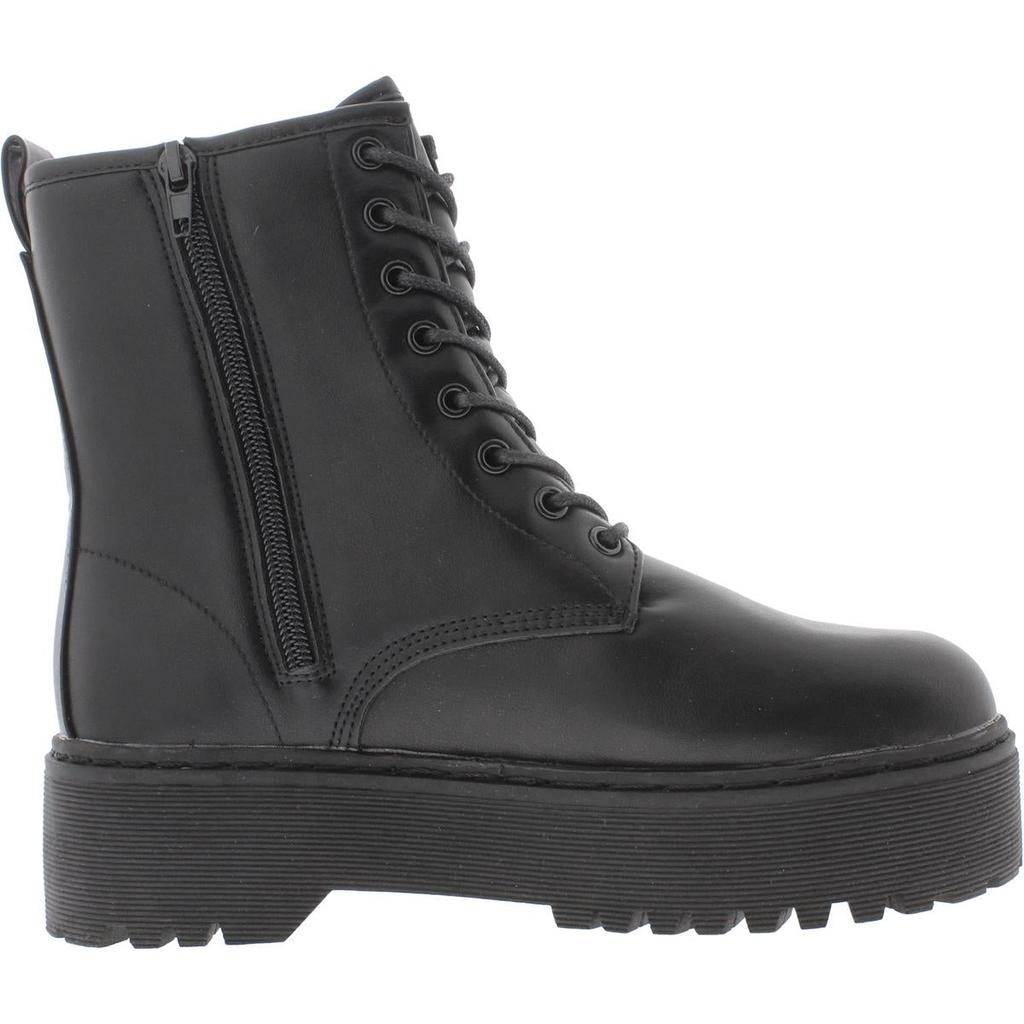 C & C California Lucie Womens Faux Leather Lug Sole Combat & Lace-up Boots