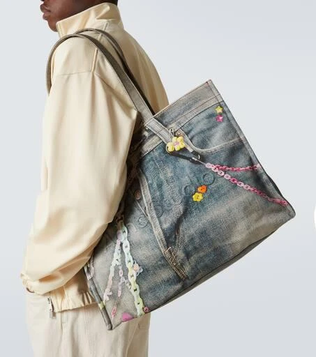 Acne Studios Logo trompe l'œil canvas tote bag 3