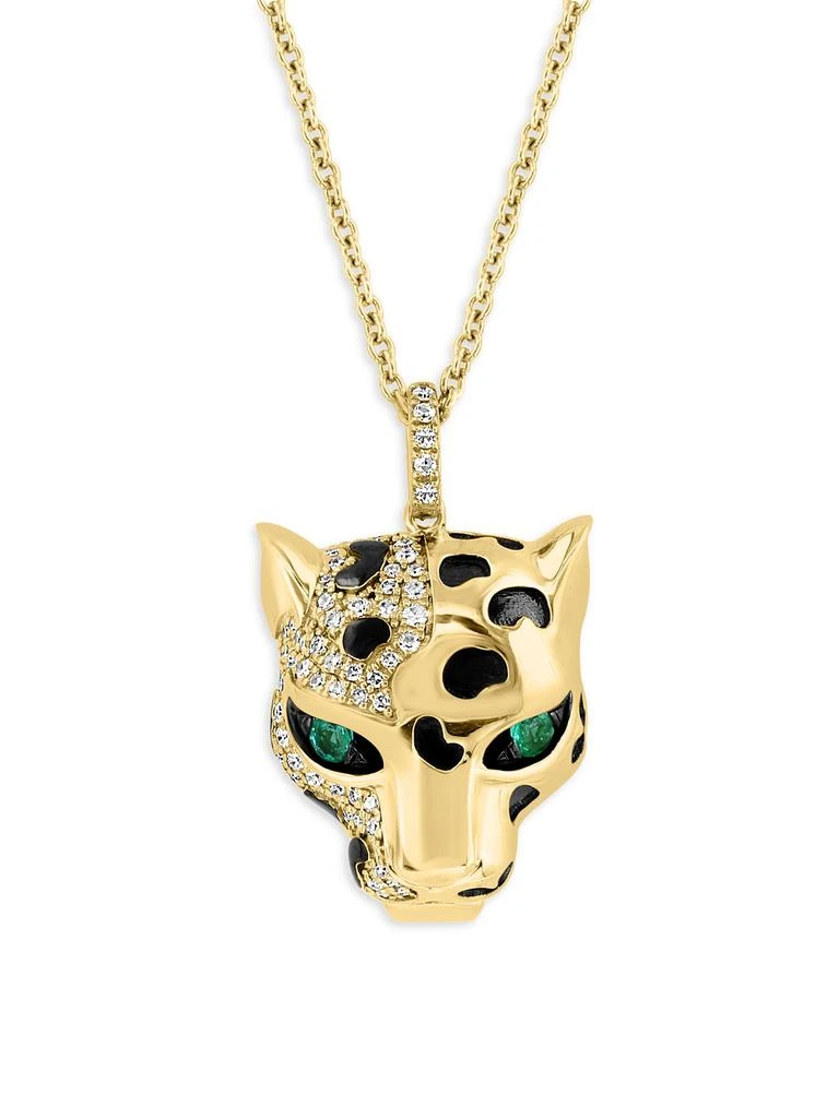 Effy 14K Yellow Gold, 0.31 TCW Diamond
Emerald Panther Pendant Necklace