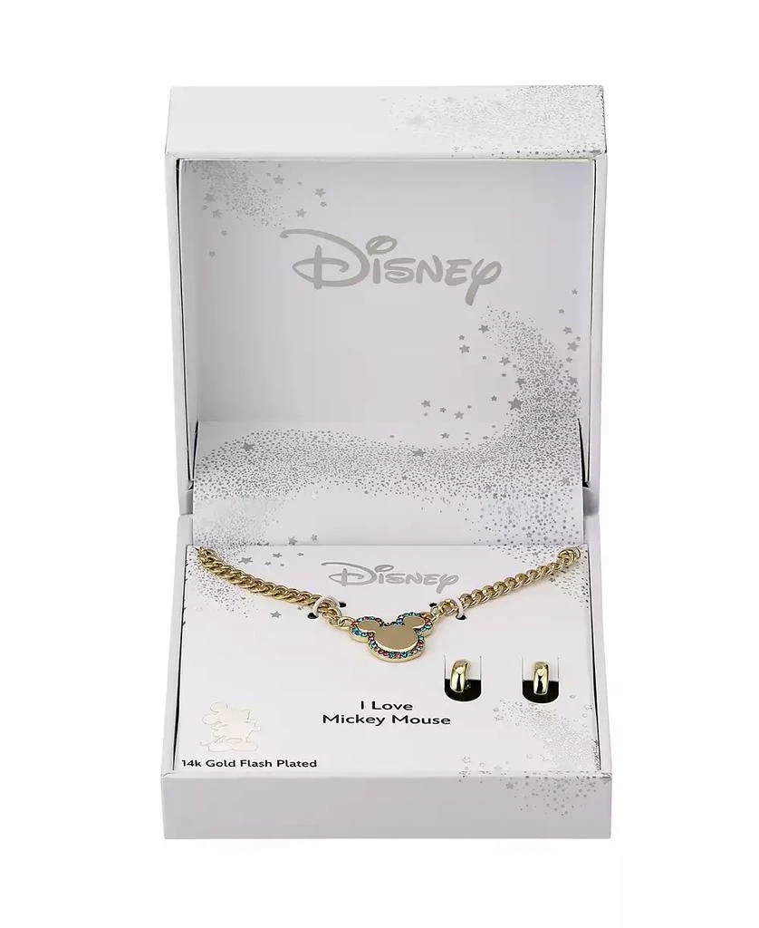 Disney Multi Color Crystal Mickey Mouse Curb Necklace and Hoop Earring Set 4