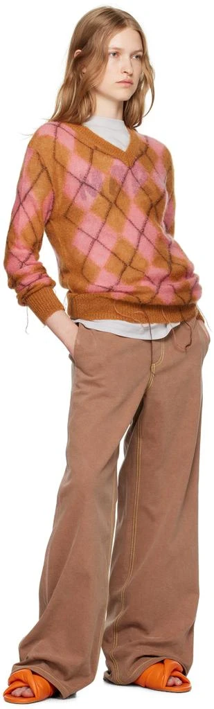 Marni Pink & Brown Argyle Sweater 4