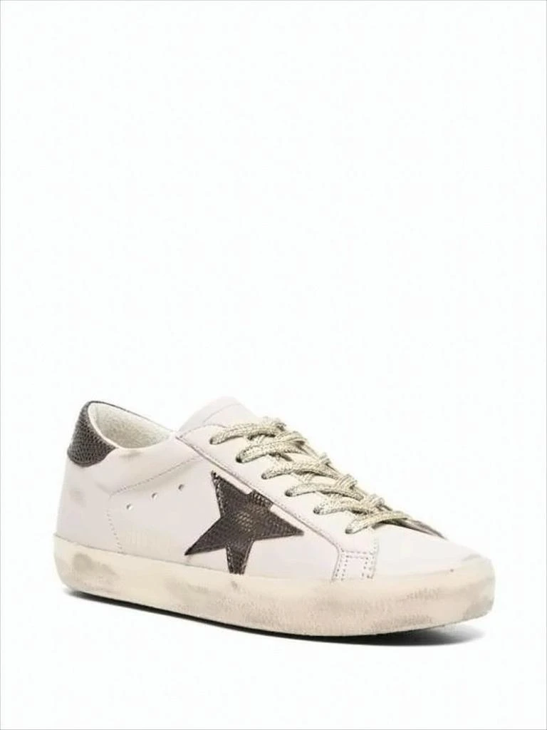 Golden Goose Distressed White Leather Sneakers with Textured Star 2