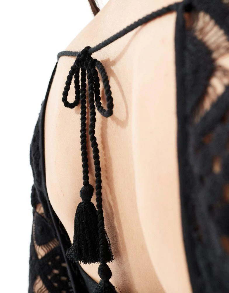 Iisla & Bird Iisla & Bird Premium maxi crochet beach dress in black 4