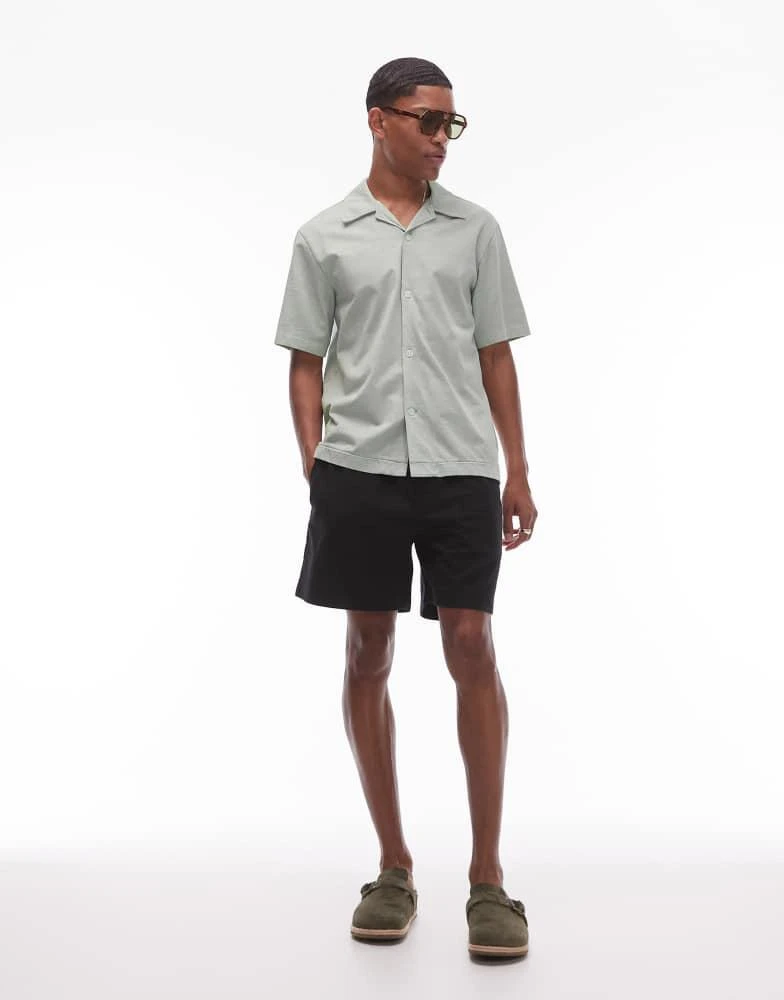 ARKET ARKET heavyweight jersey short sleeve shirt in light turquoise blue 2