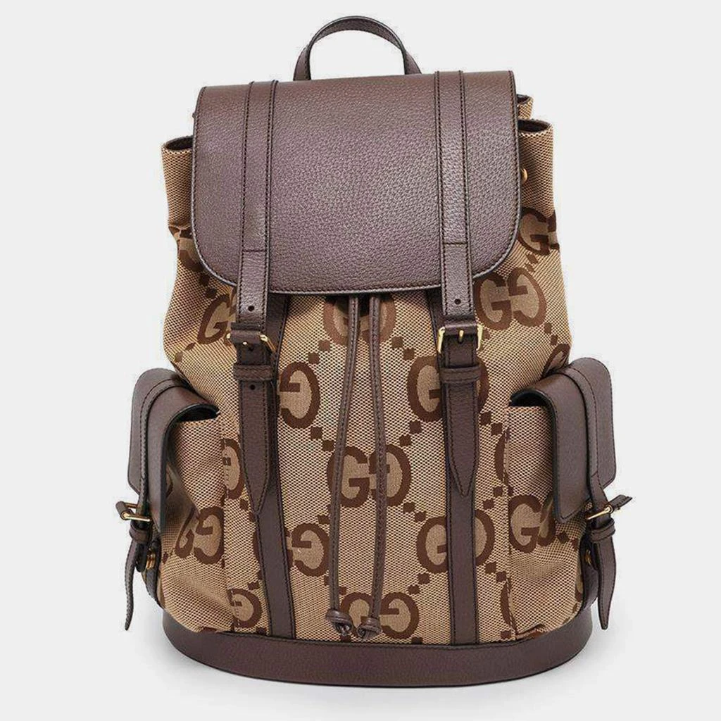 Gucci Gucci Brown/Beige Canvas Leather Jumbo GG Backpack 1