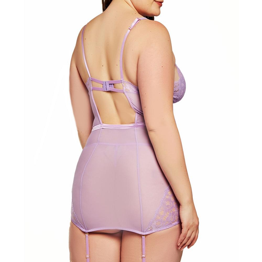 iCollection Jeannie Plus Size Elegant Lace Chemise and Panty 2pc Lingerie Set