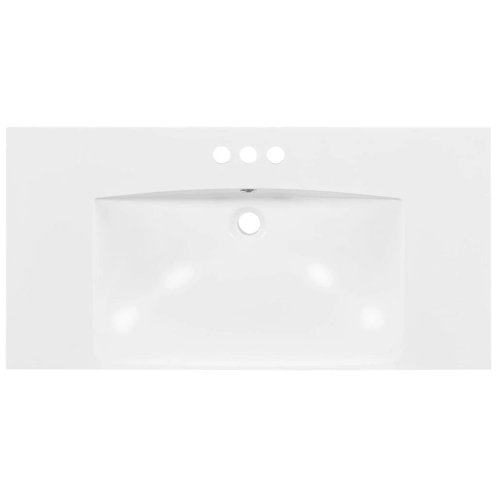Streamdale Furniture Streamdale 36" Single Bathroom Basin Sink, Vanity Top Only, 3-Faucet Holes, Resin 2