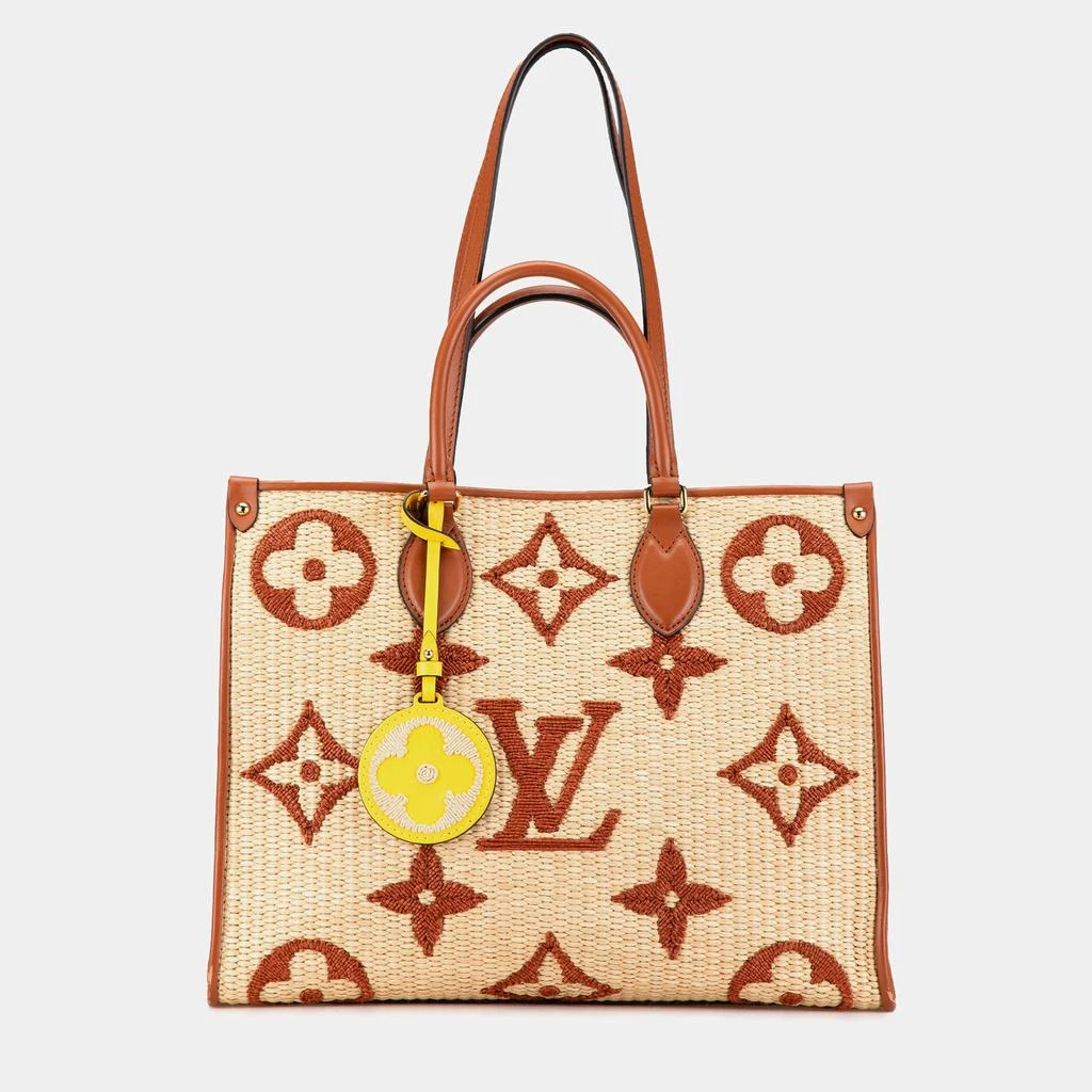 Louis Vuitton Louis Vuitton Brown Raffia Monogram Giant OnTheGo MM Bag 1