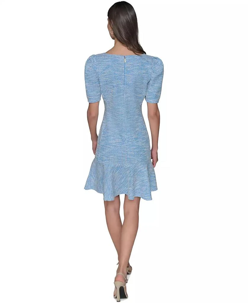 Karl Lagerfeld Paris Women's Tweed Puff-Sleeve Square-Neck Sheath Dress 4