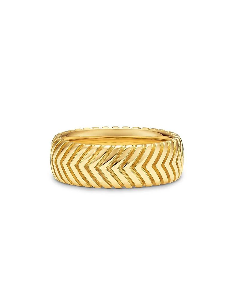 David Yurman Chevron Band Ring in 18K Yellow Gold, 8MM