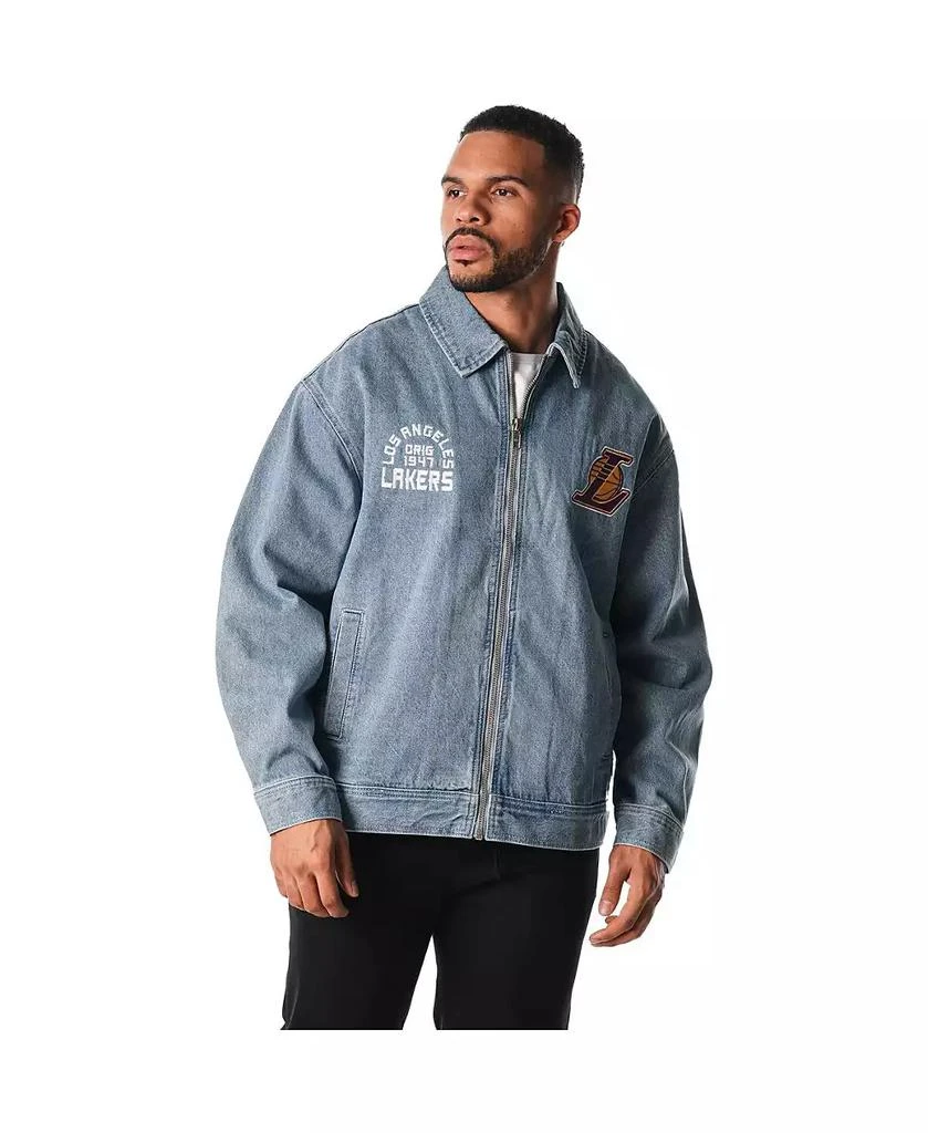 The Wild Collective Men's and Women's Blue Los Angeles Lakers Coaches Full-Zip Denim Jacket 3
