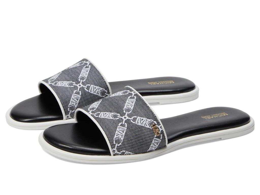 MICHAEL Michael Kors Saylor Slide Black Optic White 7 Shoes Free Shipping BeyondStyle