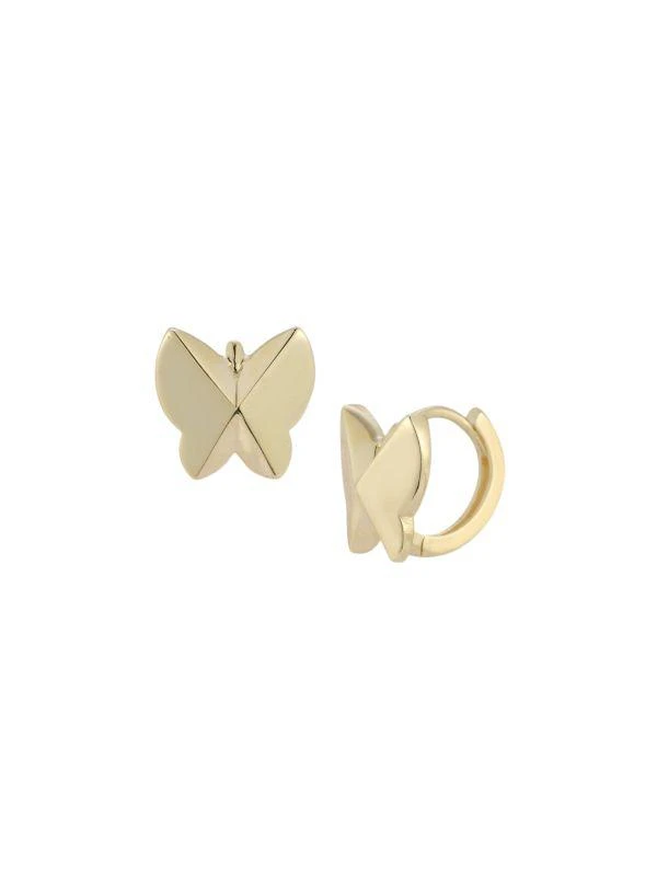 Saks Fifth Avenue 14K Yellow Gold Butterfly Huggie Earrings 1