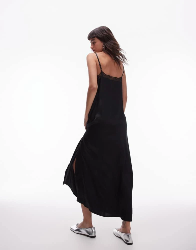 Topshop Topshop lace insert midi dress in black 3