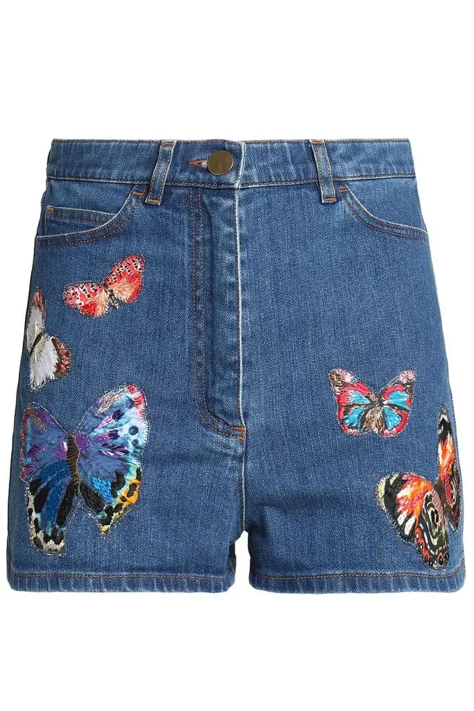Valentino Embroidered denim shorts