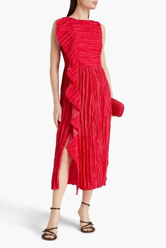 Ulla Johnson Circe ruffled plissé-satin midi dress 2