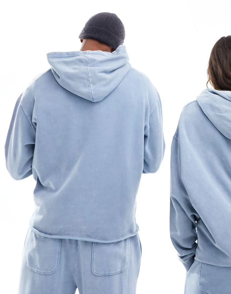 ASOS ASOS DESIGN unisex co-ord oversized hoodie in washed denim blue 3