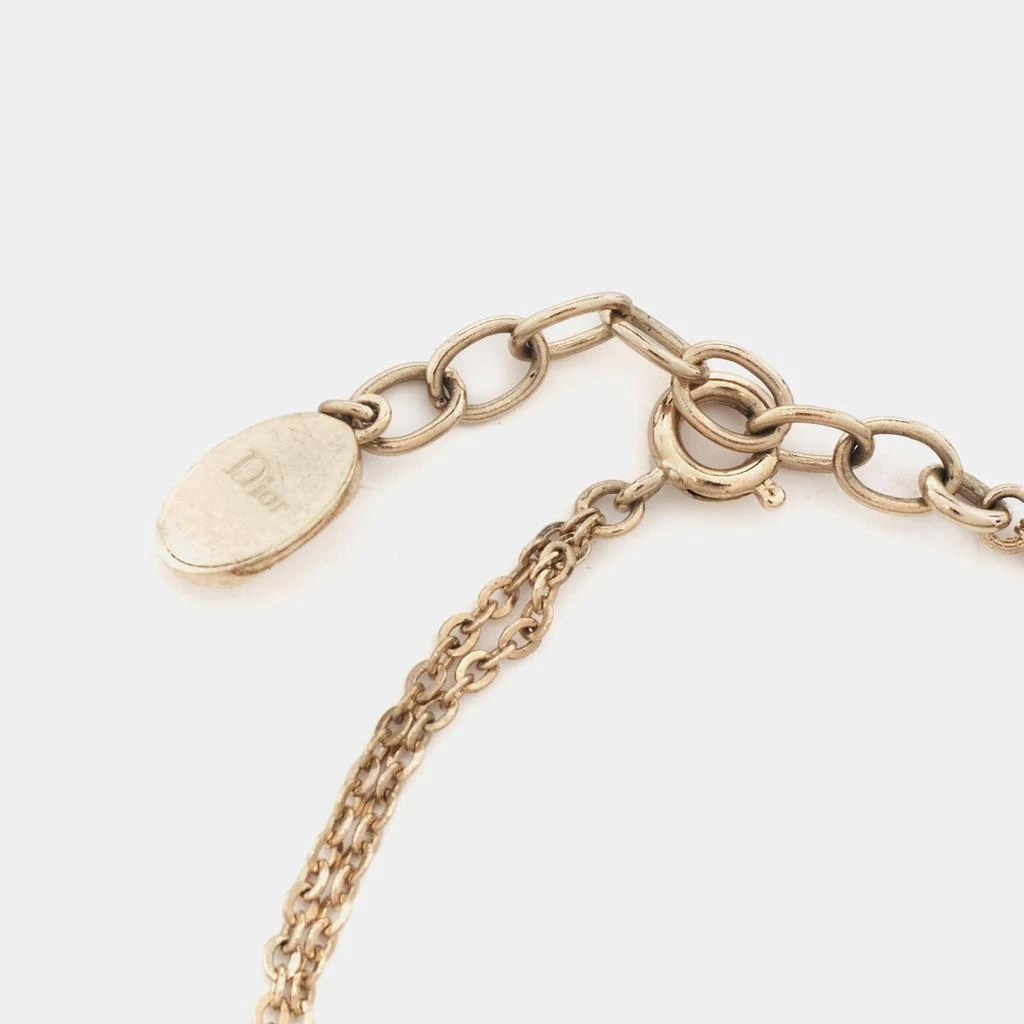 Dior Dior Oblique Charm Crystals Gold Tone Double Chain Bracelet 6