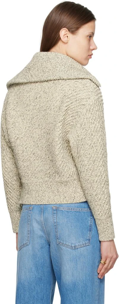 Salvatore Ferragamo Off-White Mouliné Cotton Diagonal Rib Sweater 3