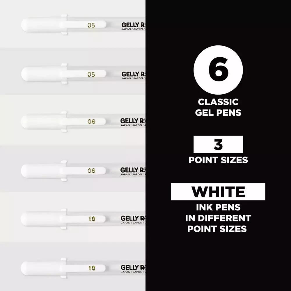 Sakura Classic Gelly Roll White Pens, 6 Pack 3
