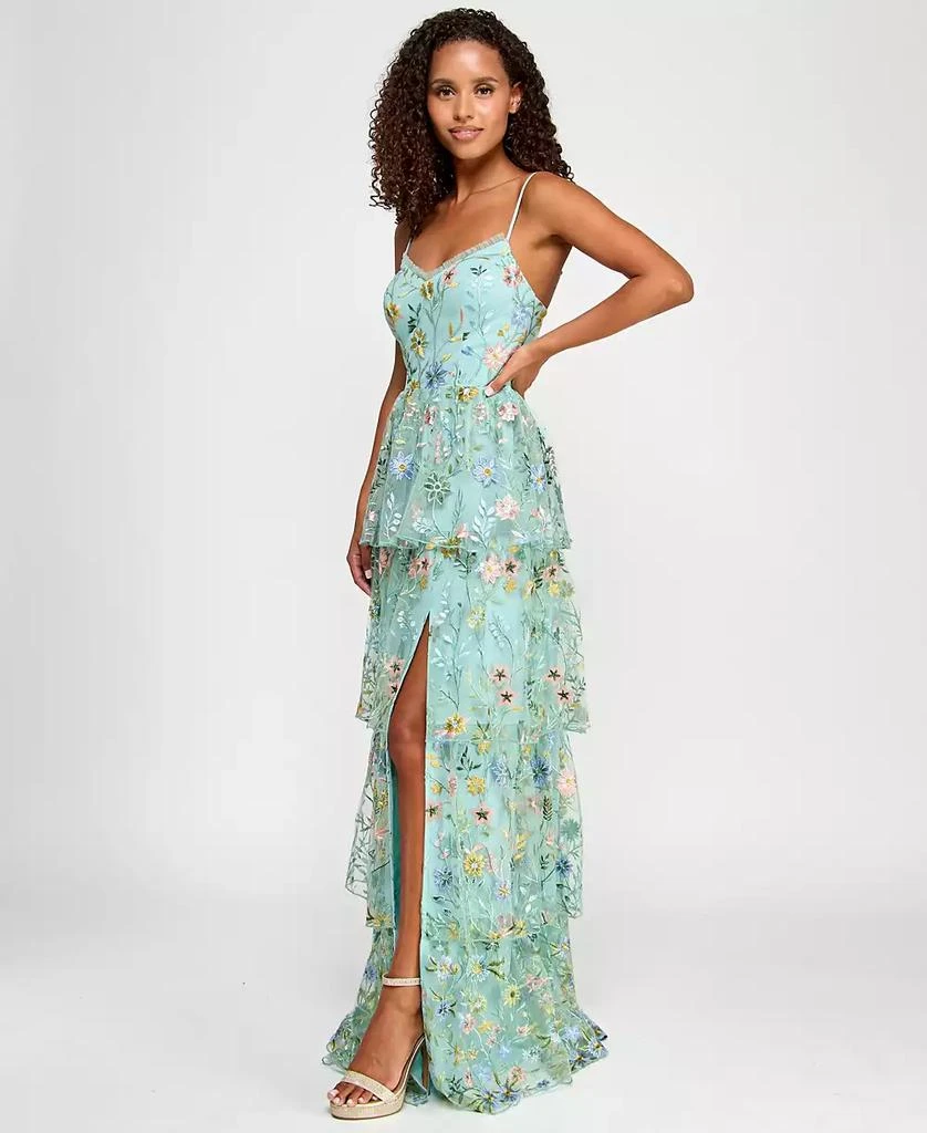 City Studios Juniors' Ruffled Embroidered Tiered Gown, Created for Macy's 2