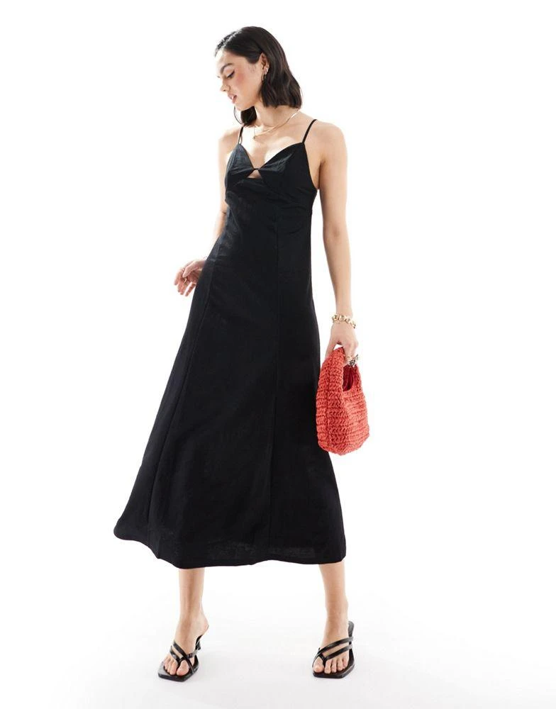 Mango Mango corset top midi dress in black 1