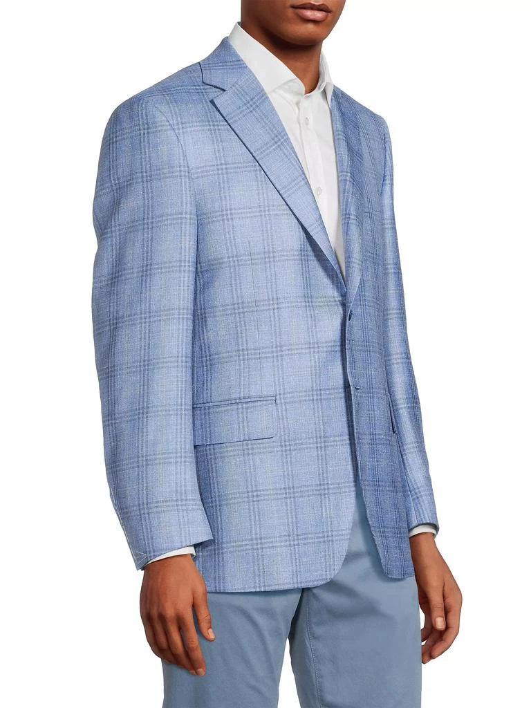 Canali Siena Plaid Wool & Silk-Blend Two-Button Sport Coat 4