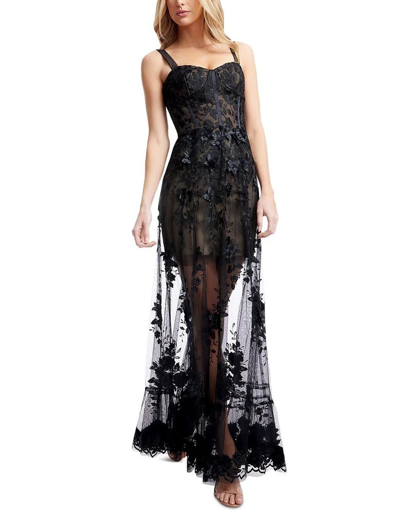Dress The Population Anabel Semi Sheer Sweetheart Neck Gown 1