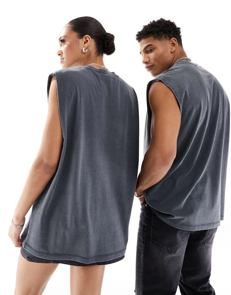 ASOS ASOS DESIGN unisex oversized license vest in washed black with Guns N Roses graphic prints 3