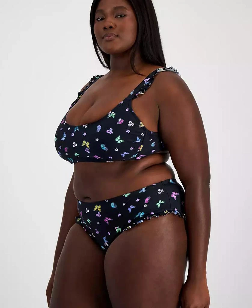 California Waves Salt + Cove Plus Size Butterfly-Print Ruffled Bikini Top, Created for Macy's 3