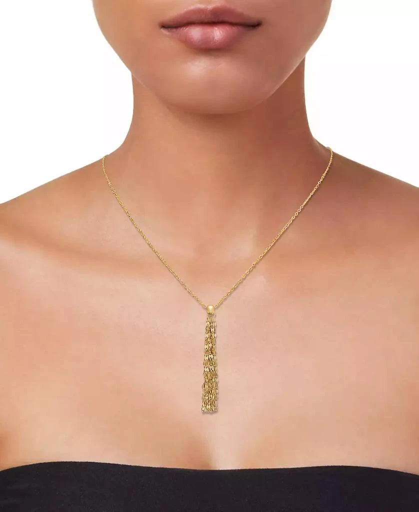 Italian Gold Mirror Chain Multi-Strand Tassel 18" Pendant Necklace in 10k Gold 2