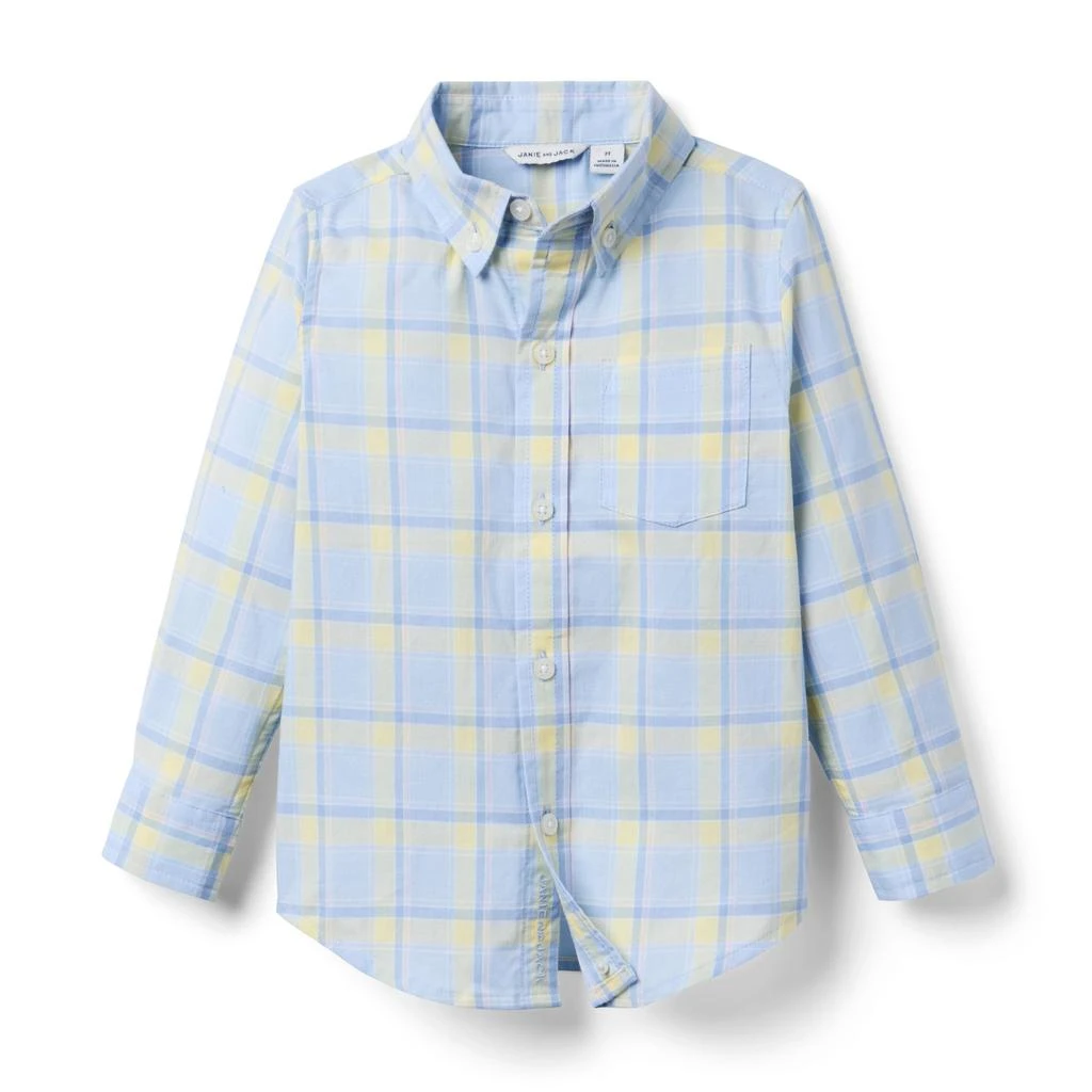 Janie and Jack Madras Plaid Button-Down Shirt (Toddler/Little Kid/Big Kid) 1