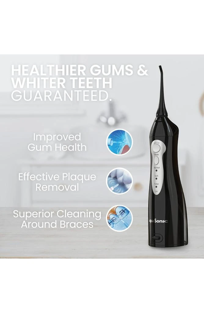AquaSonic Black Series Toothbrush & Black Aquaflosser Bundle 3