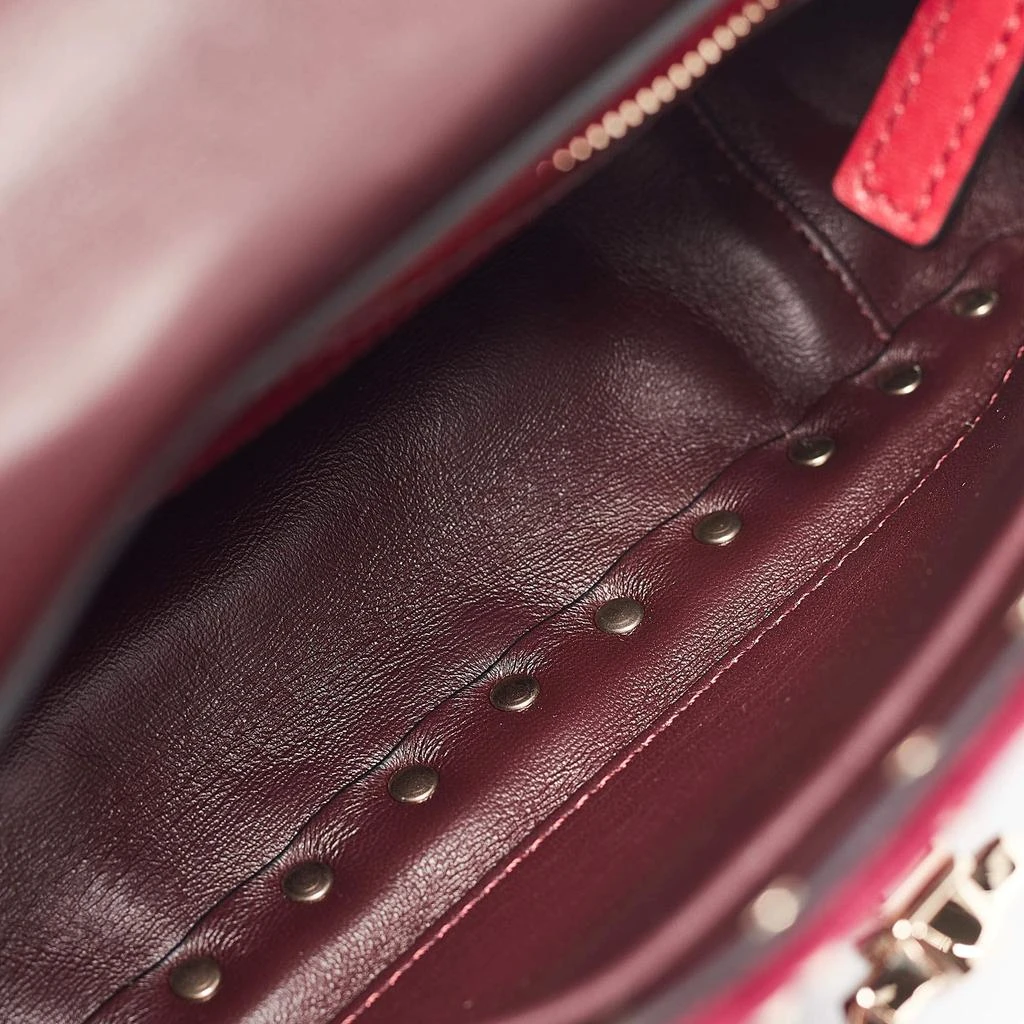 Valentino Valentino Burgundy Velvet Medium Rockstud Spike Top Handle Bag 10