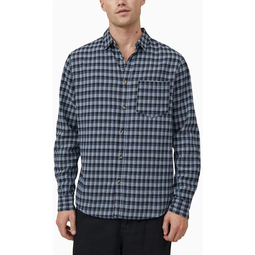 Cotton On Mens Cotton Checkered Button-Down Shirt 3