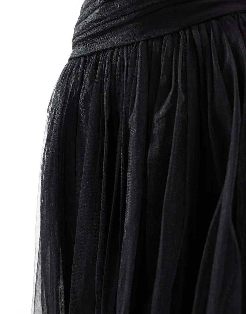 Lace & Beads Lace & Beads drop hem tulle midaxi dress in black 3
