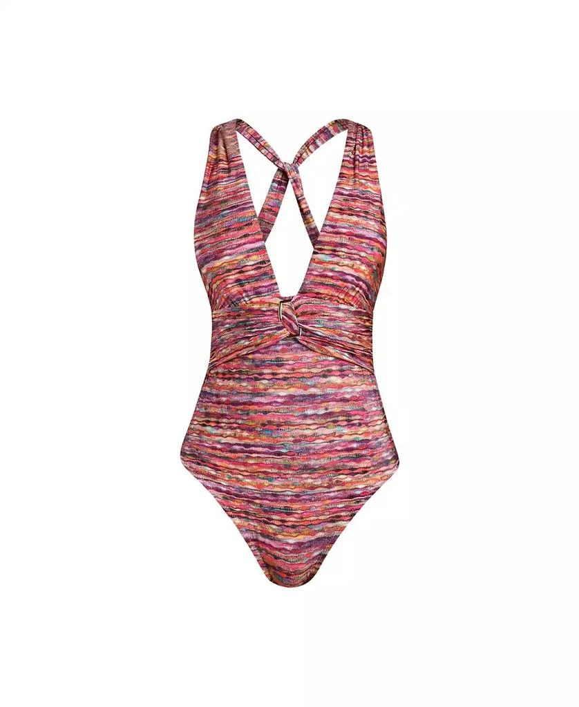 Sunshine 79 Women's Shimmer Ripple V-Plunge One Piece 3