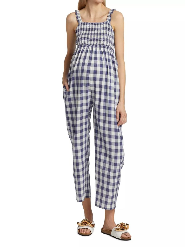 Nom Maternity Marais Gingham Smocked Maternity Jumpsuit 3