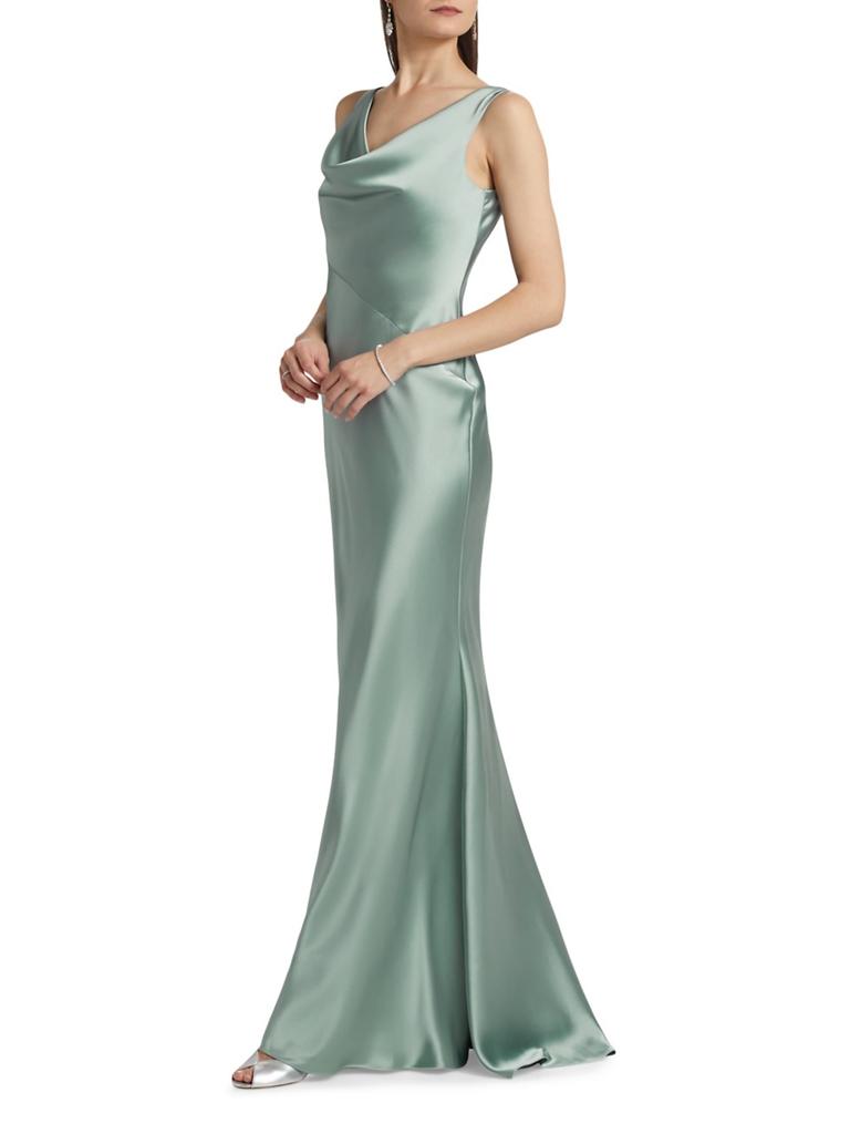 Amsale Satin Cowlneck Gown