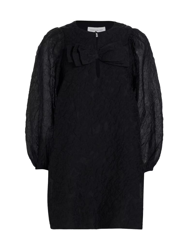 Something Navy Textured Organza Bow Minidress
