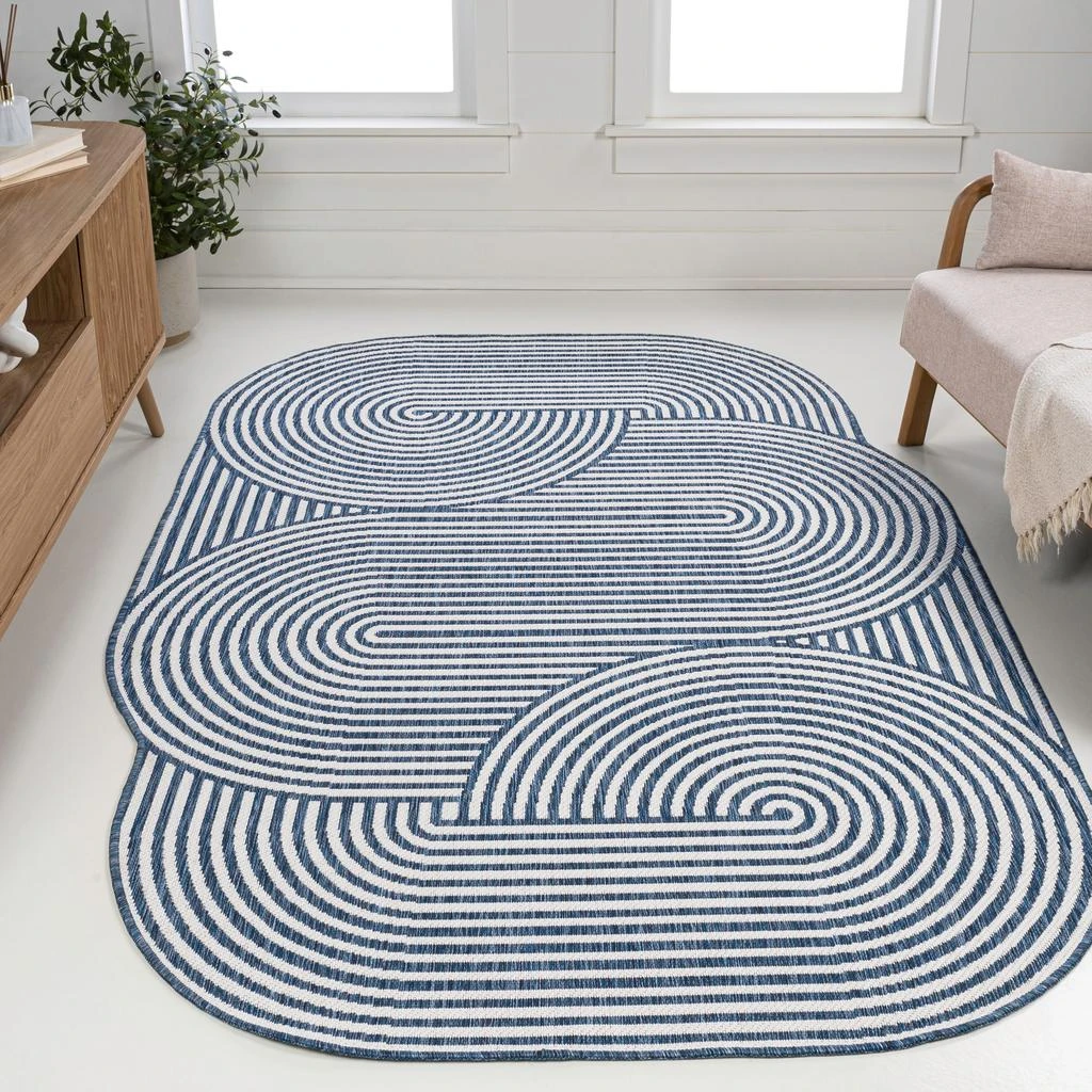 JONATHAN Y Margot Modern Geometric Arch Stripe Indoor/Outdoor Shaped Area Rug 1