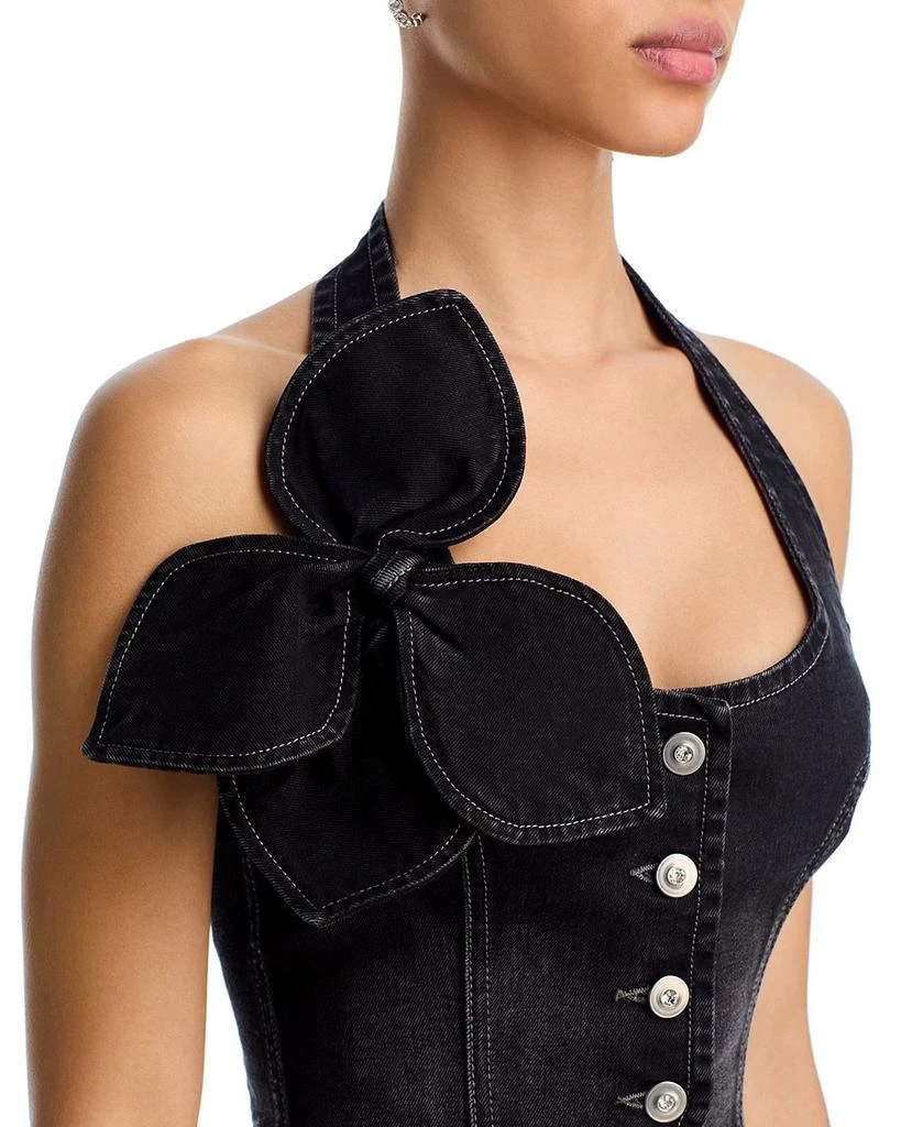 AREA Denim Bow Halter Top 4