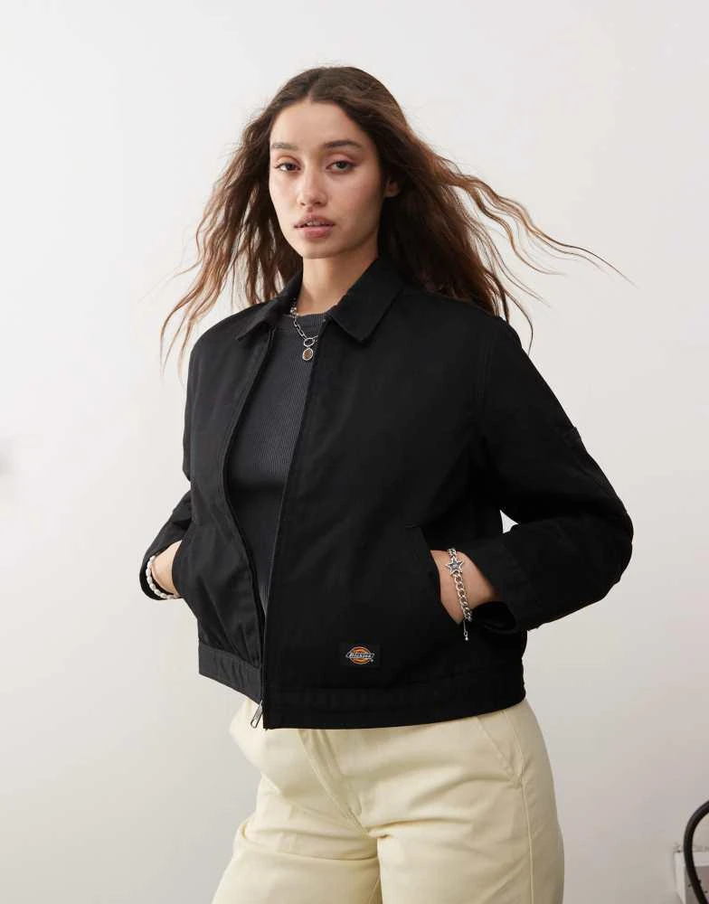 DICKIES Dickies lined cropped eisenhower jacket in black 1