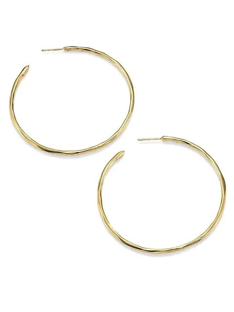 Ippolita Classico Medium 18K Yellow Gold Faceted Hoop Earrings