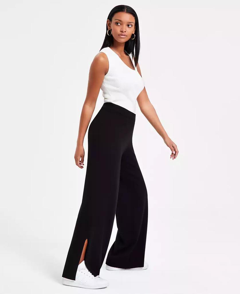 Bar III Women's Sweater-Knit Slit-Hem Pants, Exclusively at Macy's