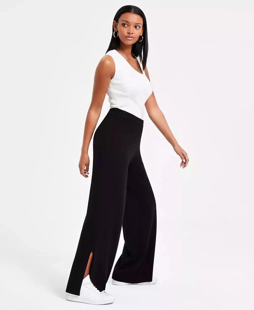 Bar III Women's Sweater-Knit Slit-Hem Pants, Exclusively at Macy's 2