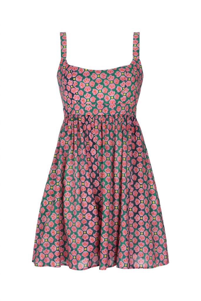 De Loreta Ceiba Dress In Green/pink